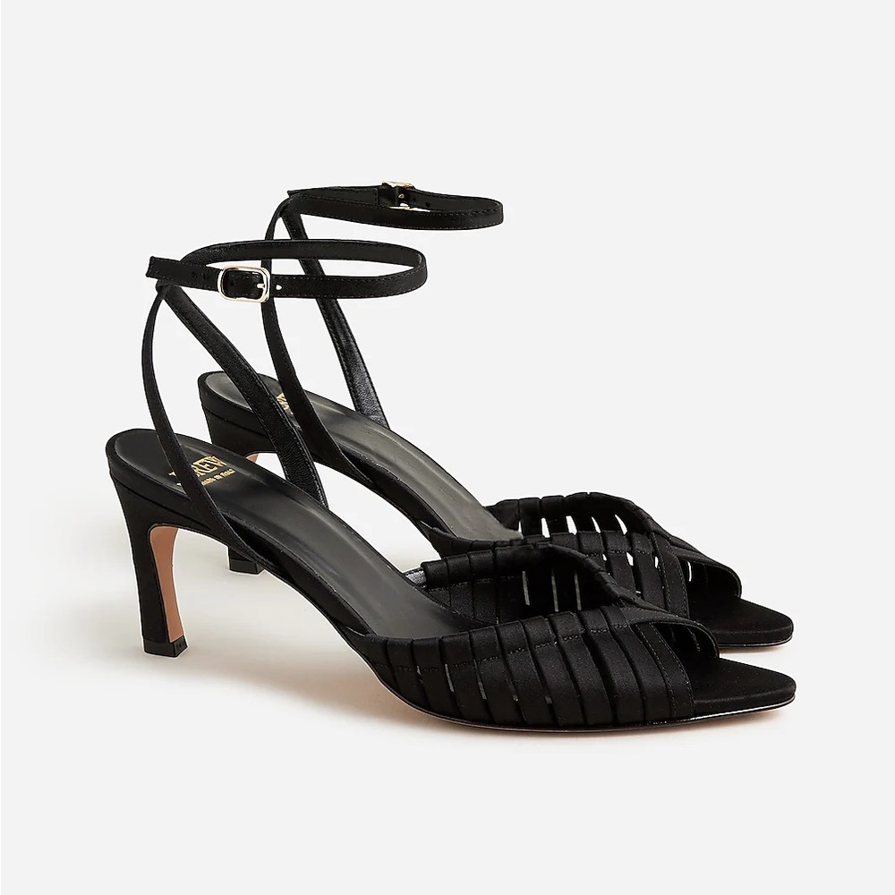 NEW in box JCrew Black Satin Made in Italy Curved Heel - Size 9.5